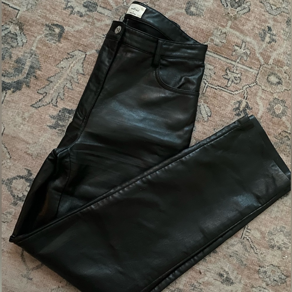 Aritzia Melania Black Leather Pants